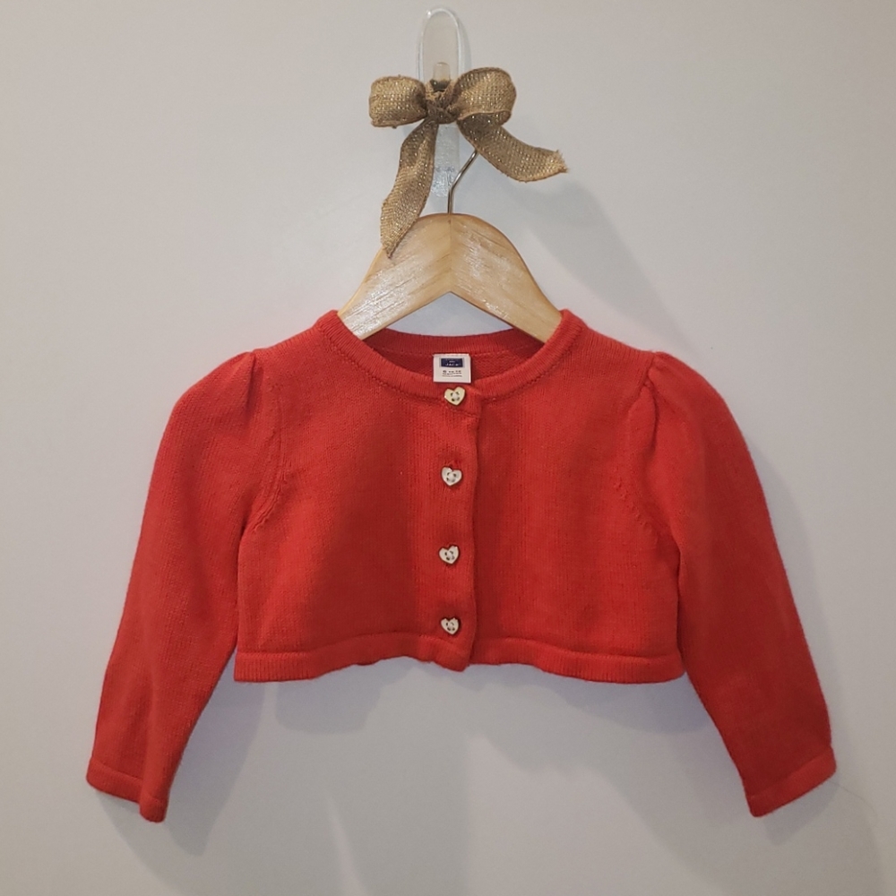 Janie and Jack cropped red cardigan 6-12 months